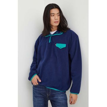 Levi's hanorac fleece culoarea albastru marin, neted