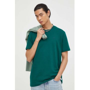 Mercer Amsterdam tricou din bumbac culoarea verde, neted