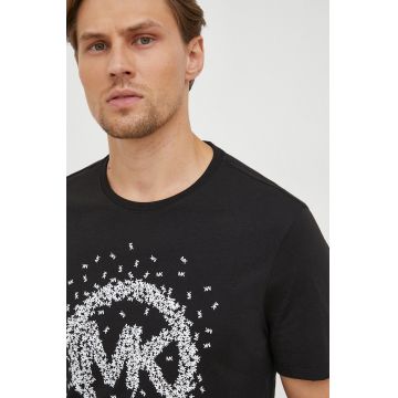 Michael Kors tricou din bumbac culoarea negru, cu imprimeu