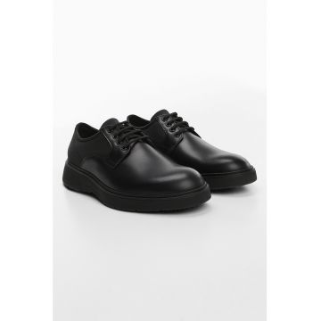 Pantofi ferby de piele si material textil Performa