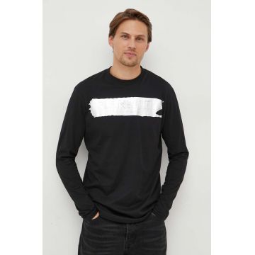 PLEIN SPORT longsleeve din bumbac culoarea negru, cu imprimeu