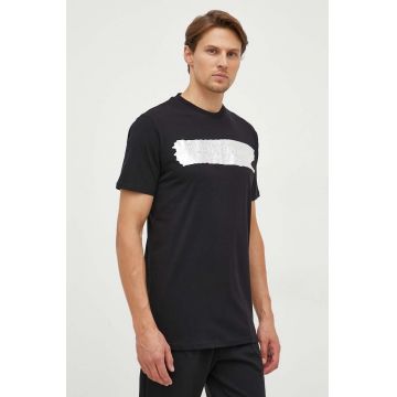PLEIN SPORT tricou din bumbac culoarea negru, cu imprimeu