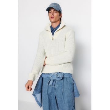 Pulover cu fenta cu fermoar