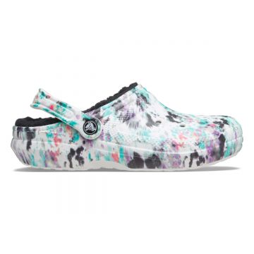 Saboti Crocs Classic Tie-Dye Lined Clog Albastru - Pure Water/Multi
