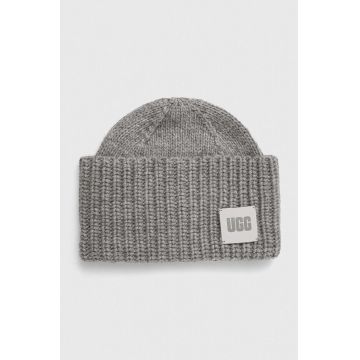 UGG caciula din amestec de lana culoarea gri, din tricot gros