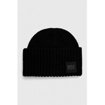 UGG caciula din amestec de lana culoarea negru, din tricot gros
