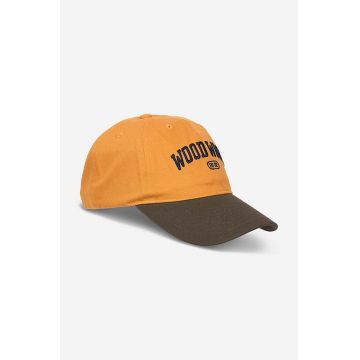 Wood Wood șapcă de baseball din bumbac Brian culoarea galben, cu imprimeu 12130807.7083-RUST