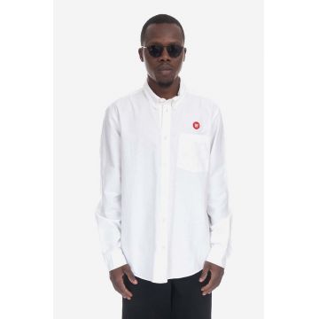 Wood Wood cămașă din bumbac Tod barbati, culoarea alb, cu guler button-down, regular 10245301.1198-BRIGHTWHIT