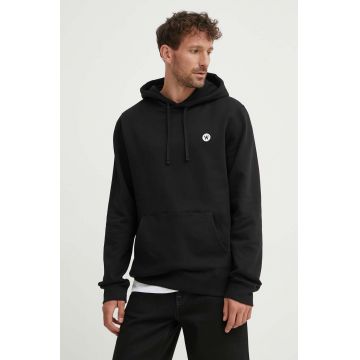 Wood Wood hanorac de bumbac Ash hoodie bărbați, culoarea negru, cu glugă, uni 10005616.2424