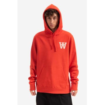 Wood Wood hanorac de bumbac Ian AA Hoodie barbati, culoarea rosu, cu glugă, cu imprimeu 10295600.2424-CHILIRE