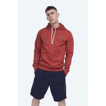 Wood Wood hanorac de bumbac Ian Hoodie barbati, culoarea rosu, cu glugă, neted 10945600.2424-RUST