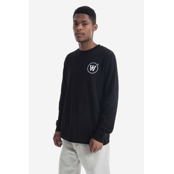 Wood Wood longsleeve din bumbac Mak culoarea negru, cu imprimeu 10145405.2323-WHITE
