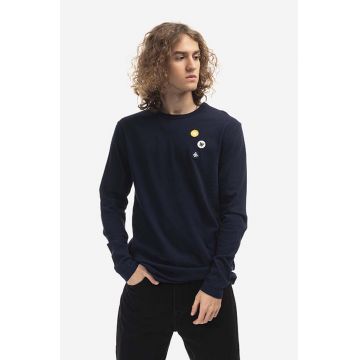 Wood Wood longsleeve din bumbac Mel culoarea bleumarin, cu imprimeu 10235402.2323.NAVY-NAVY