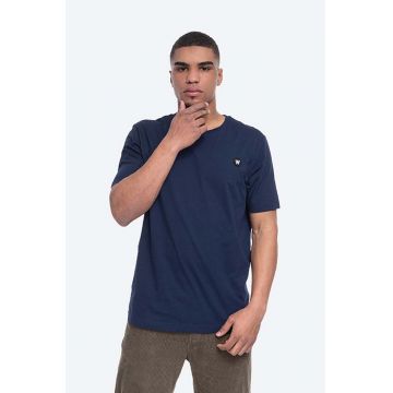 Wood Wood tricou din bumbac Ace Double A culoarea bleumarin, cu imprimeu 10005700.2222-NAVY