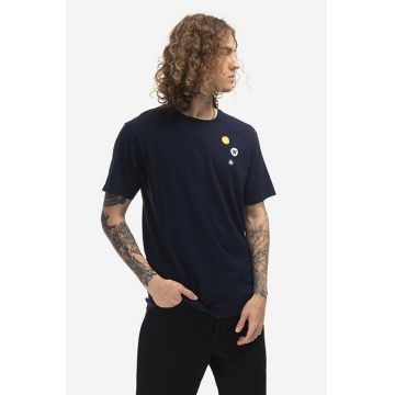 Wood Wood tricou din bumbac Ace Patches T-Shirt culoarea albastru marin, cu imprimeu 10235704.2222-WHITE