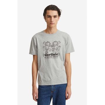 Wood Wood tricou din bumbac Ace x Garfield culoarea gri, cu imprimeu 30045701.2222-GREYMEL