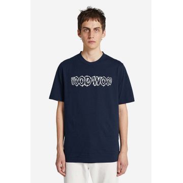 Wood Wood tricou din bumbac Bobby Shatter Logo T-shirt culoarea albastru marin, cu imprimeu 12225707.2489-NAVY