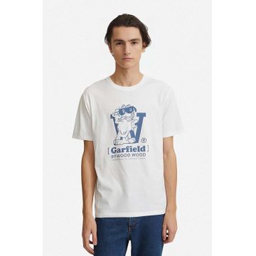 Wood Wood tricou din bumbac x Garfield culoarea alb, modelator 30045700.2222-WHITE
