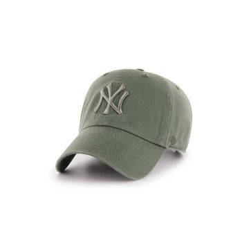 47brand șapcă de baseball din bumbac MLB New York Yankees culoarea verde, cu imprimeu B-RGW17GWSNL-MSA