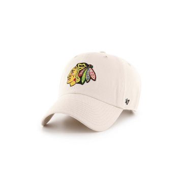 47brand șapcă de baseball din bumbac NHL Chicago Blackhawks culoarea bej, cu imprimeu