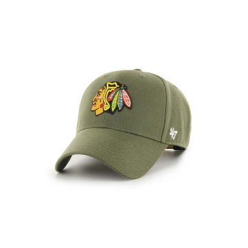 47brand șapcă din amestec de lână NHL Chicago Blackhawks culoarea verde, cu imprimeu