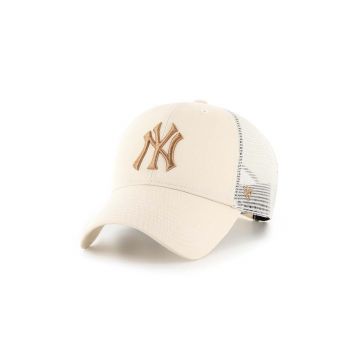 47brand sapca MLB New York Yankees culoarea bej, cu imprimeu