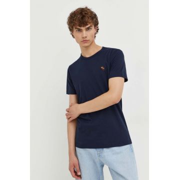 Abercrombie & Fitch tricou barbati, culoarea albastru marin, neted