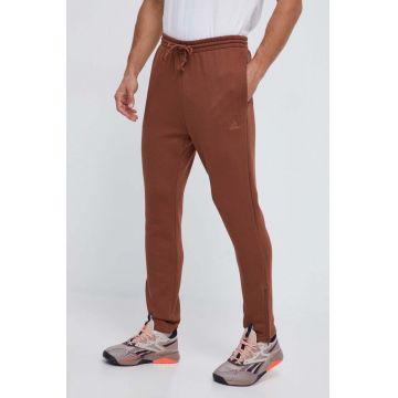 adidas pantaloni de trening culoarea maro, neted