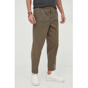 Barbour pantaloni de bumbac culoarea verde, drept