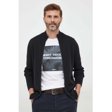 BOSS cardigan din amestec de lana culoarea negru
