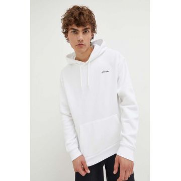 Hollister Co. bluza barbati, culoarea alb, cu glugă, neted
