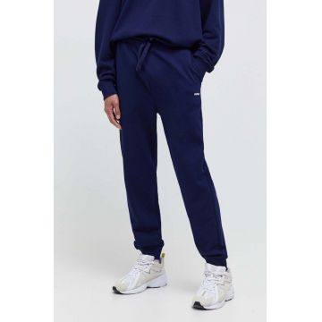 HUGO pantaloni de trening din bumbac culoarea albastru marin, neted, 50489617