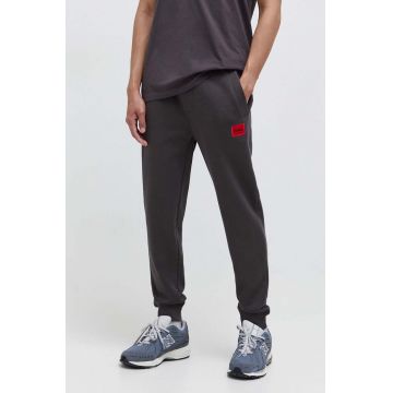 HUGO pantaloni de trening din bumbac culoarea negru, melanj