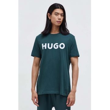 HUGO tricou din bumbac culoarea verde, cu imprimeu