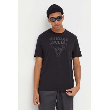 New Era tricou din bumbac culoarea negru, cu imprimeu, CHICAGO BULLS