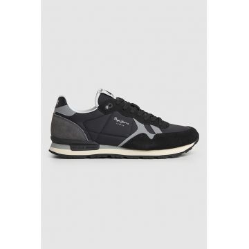 Pantofi sport de material textil si piele intoarsa