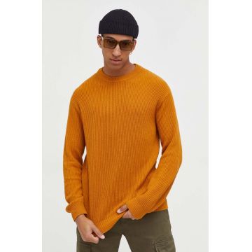 Solid pulover de bumbac culoarea maro
