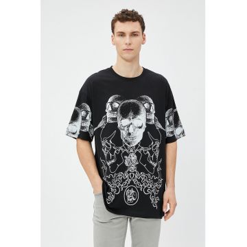 Tricou de bumbac cu imprimeu supradimensionat