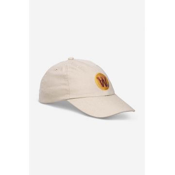 Wood Wood șapcă de baseball din bumbac Eli Badge culoarea bej, cu imprimeu 10280800.7083-OFFWHITE