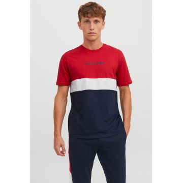 Tricou de bumbac cu model colorblock Ereid