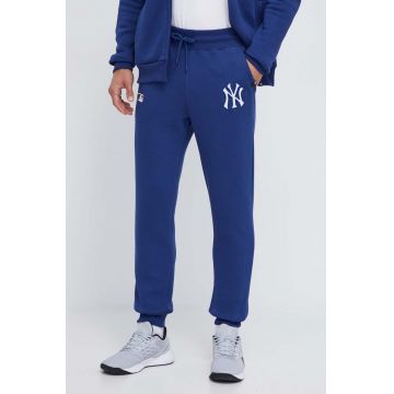 47brand pantaloni de trening MLB New York Yankees culoarea albastru marin, cu imprimeu