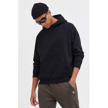 Abercrombie & Fitch bluza barbati, culoarea negru, cu glugă, neted