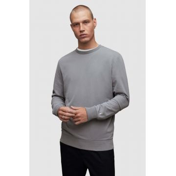 AllSaints longsleeve din bumbac HASTE culoarea gri, neted