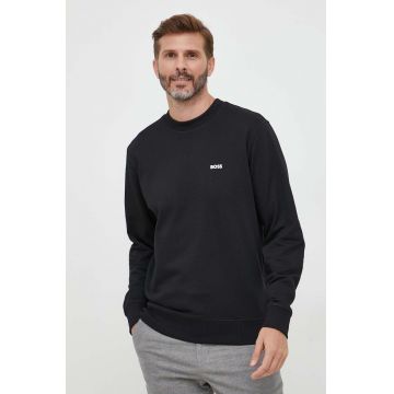 Boss Orange hanorac de bumbac BOSS ORANGE barbati, culoarea negru, cu imprimeu