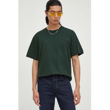 G-Star Raw tricou din bumbac culoarea verde, neted