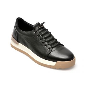 Pantofi OTTER negri, 6148, din piele naturala