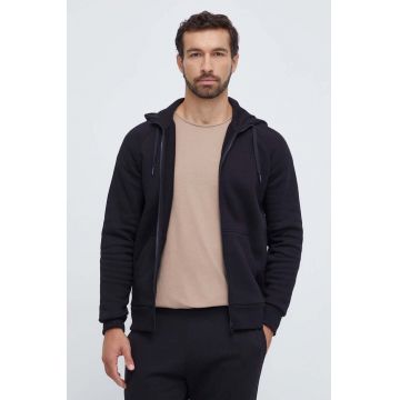 Peak Performance bluza barbati, culoarea negru, cu glugă, neted