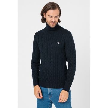 Pulover cu guler inalt si model torsade