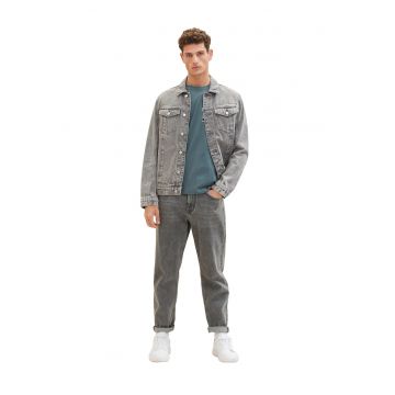 Tricou de bumbac cu decolteu la baza gatului