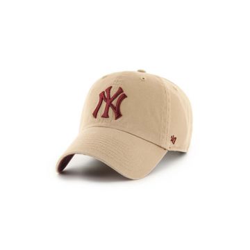 47brand șapcă de baseball din bumbac MLB New York Yankees culoarea bej, cu imprimeu